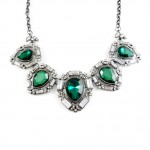 Emerald Glam Iced Bezel Statement Necklace